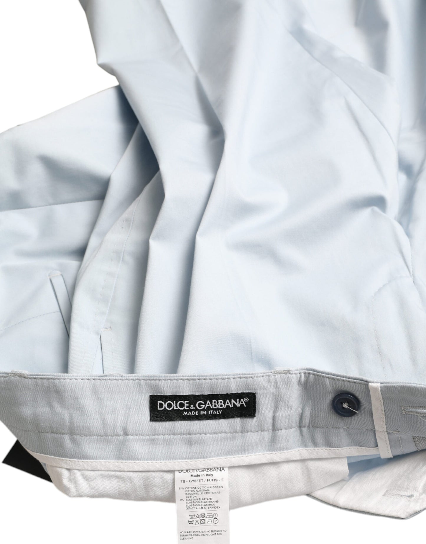 Dolce &amp; Gabbana himmelsblå bomullsstretchiga skinnybyxor