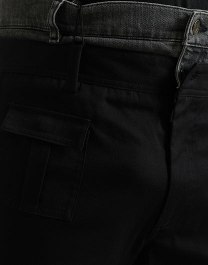 Dolce &amp; Gabbana Svarta Grå Slimmade Bomullsdenimjeansbyxor