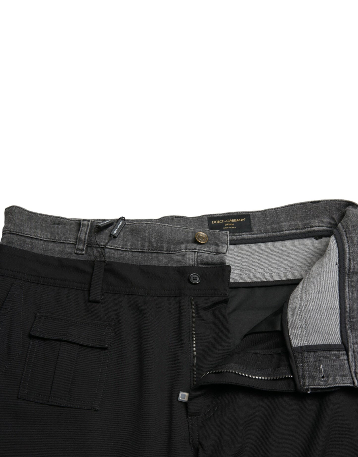 Dolce &amp; Gabbana Svarta Grå Slimmade Bomullsdenimjeansbyxor