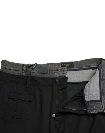 Dolce &amp; Gabbana Svarta Grå Slimmade Bomullsdenimjeansbyxor