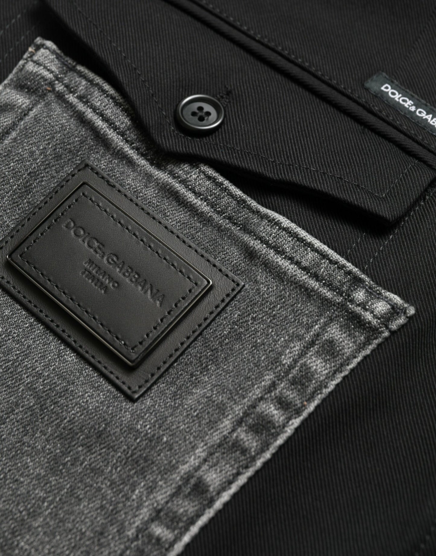 Dolce &amp; Gabbana Svarta Grå Slimmade Bomullsdenimjeansbyxor