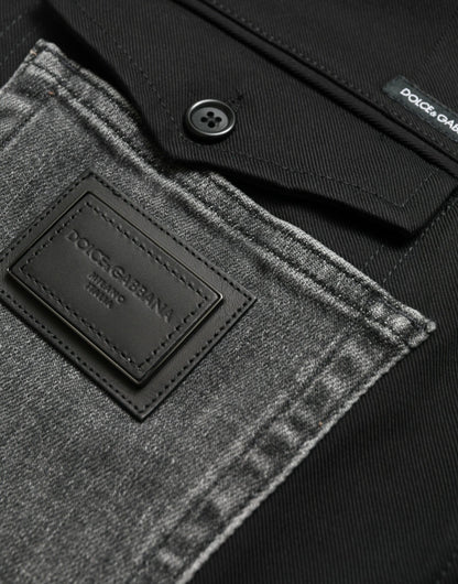 Dolce &amp; Gabbana Svarta Grå Slimmade Bomullsdenimjeansbyxor