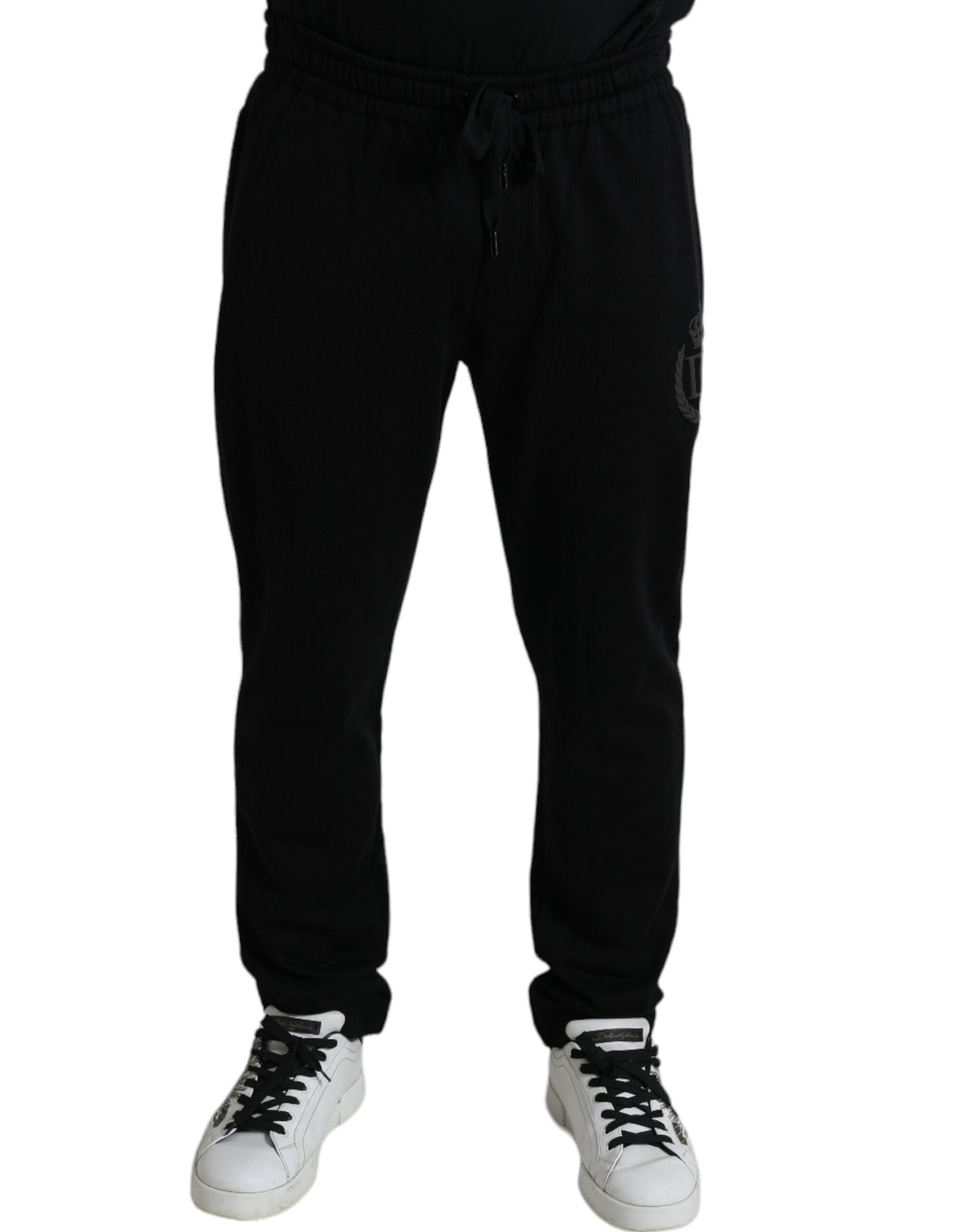 Dolce &amp; Gabbana Svarta DG Logo Skinny Jogger Sweatpants Byxor