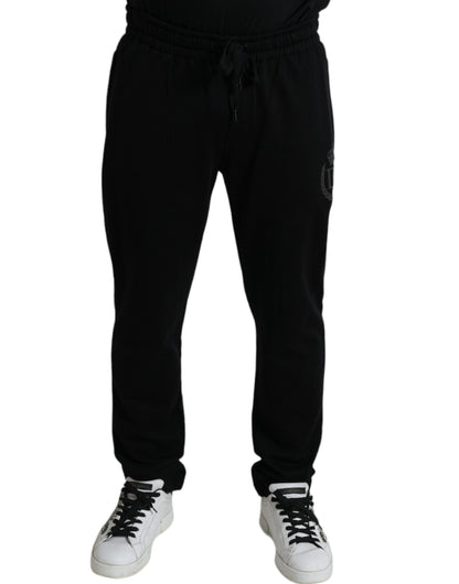 Dolce &amp; Gabbana Svarta DG Logo Skinny Jogger Sweatpants Byxor