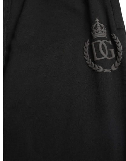 Dolce &amp; Gabbana Svarta DG Logo Skinny Jogger Sweatpants Byxor