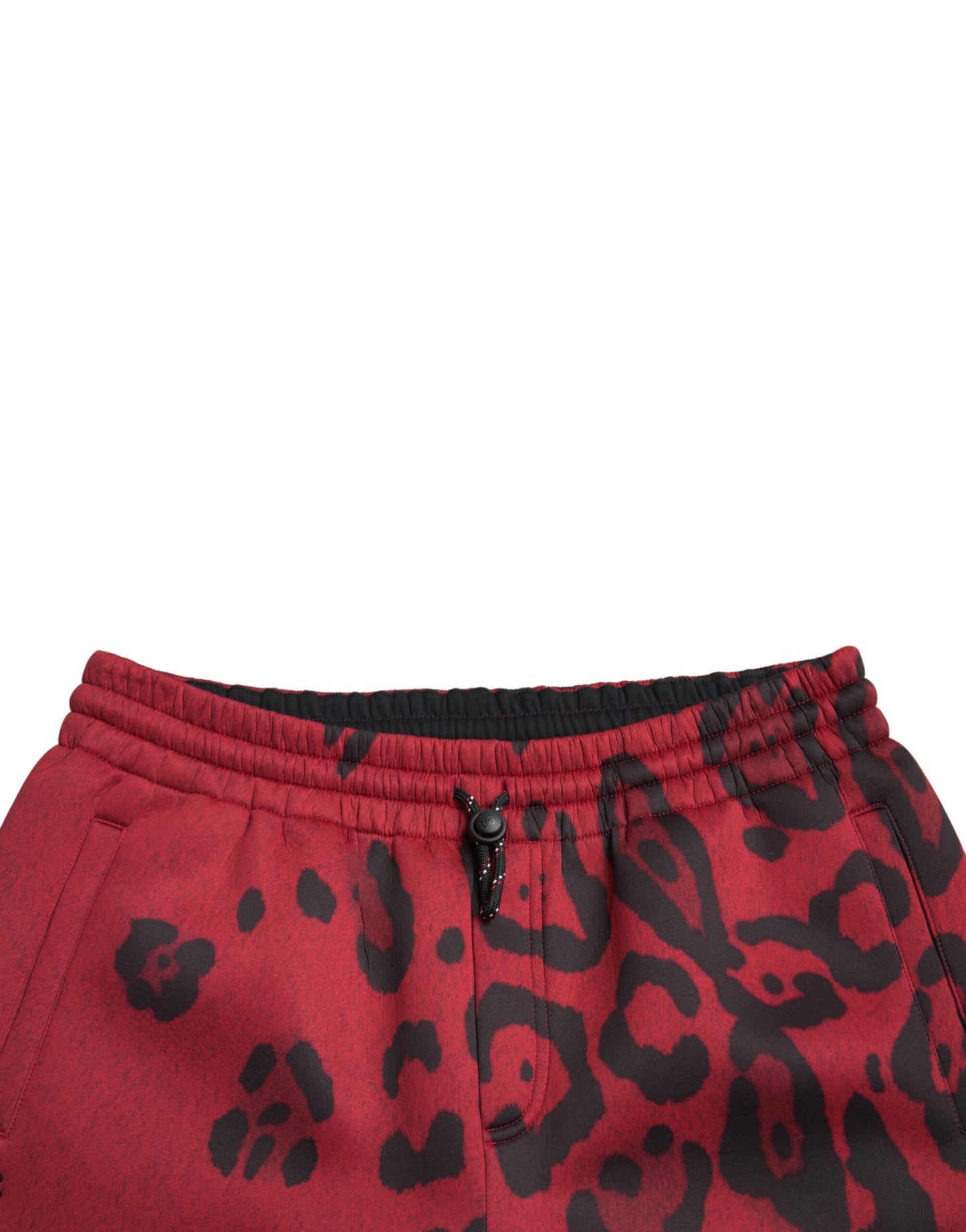 Dolce &amp; Gabbana Röda Svarta Leopard Stretchiga Joggingbyxor