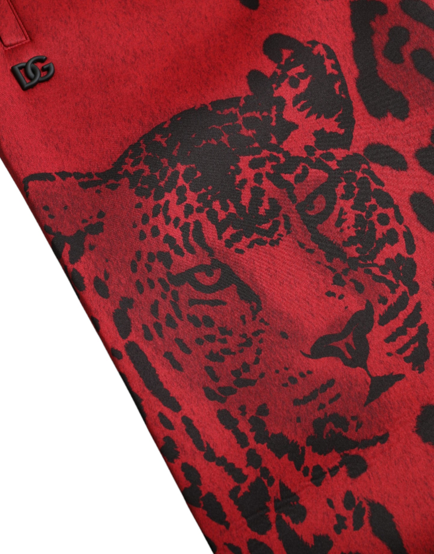 Dolce &amp; Gabbana Röda Svarta Leopard Stretchiga Joggingbyxor