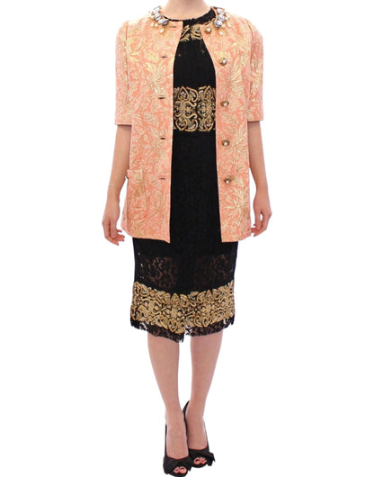 Dolce &amp; Gabbana Rosa Sidenbrokad Kristalljacka