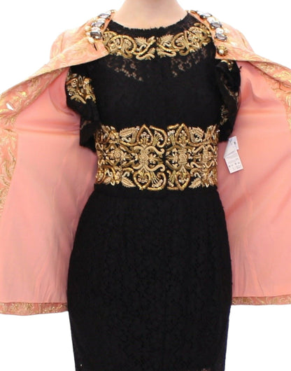 Dolce &amp; Gabbana Rosa Sidenbrokad Kristalljacka