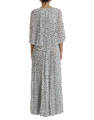 Dolce & Gabbana White Polka Dot A-line Pleated Maxi Dress