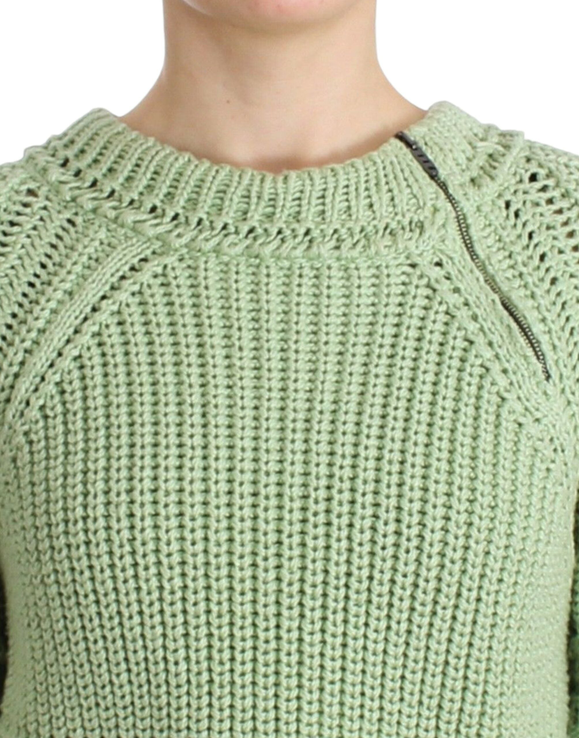 Grön Beskuren Stickad Tröja Stickad Jumper
