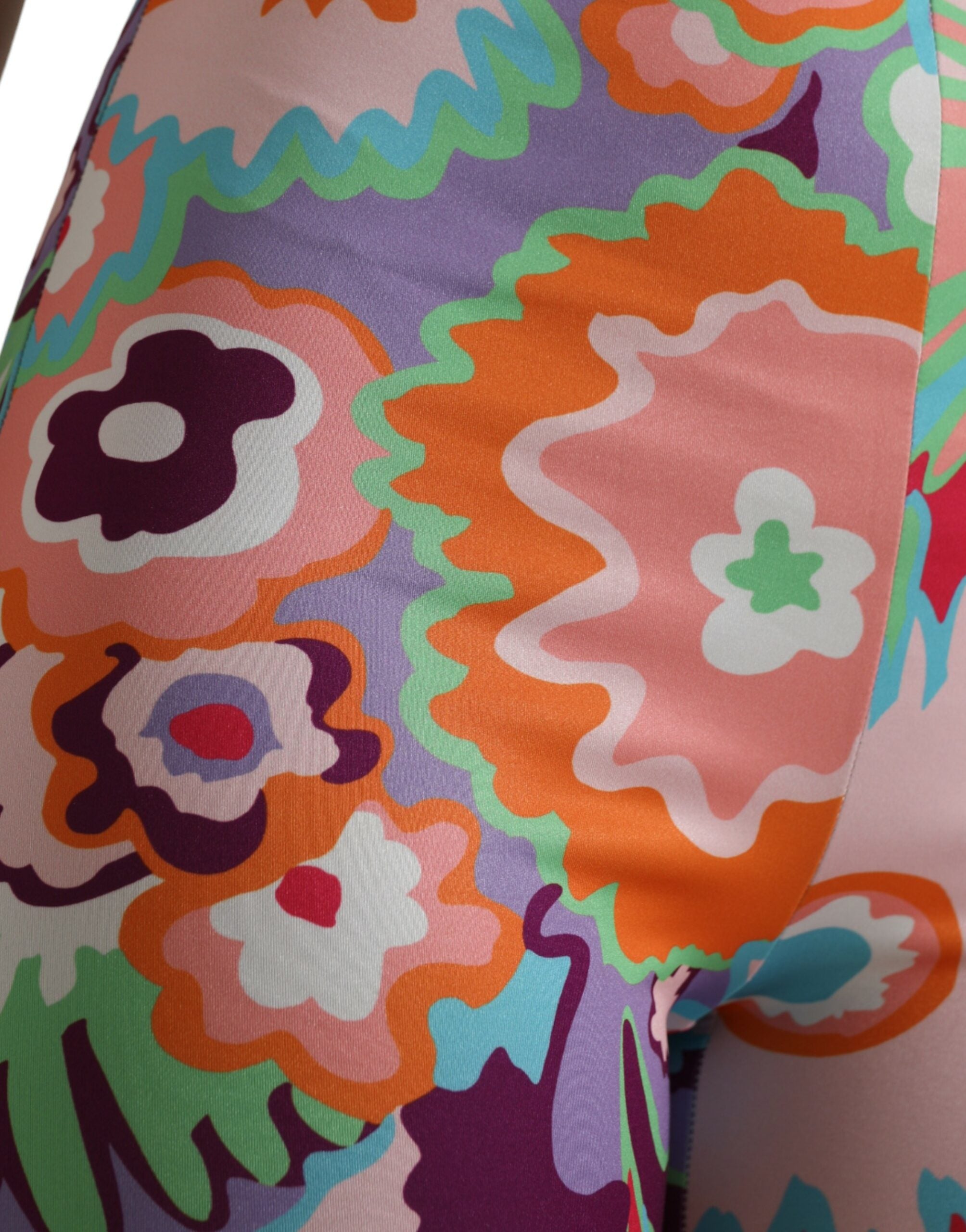 Flerfärgade blommiga leggings med hög midja