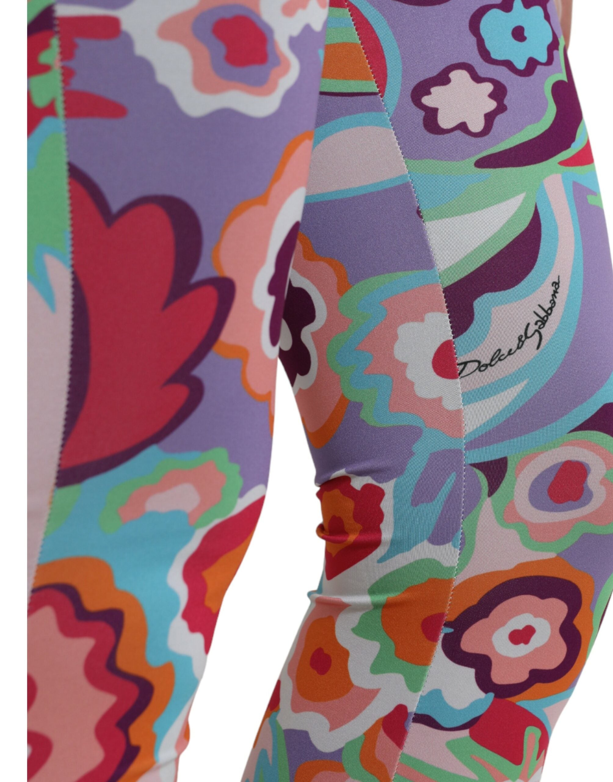 Flerfärgade blommiga leggings med hög midja