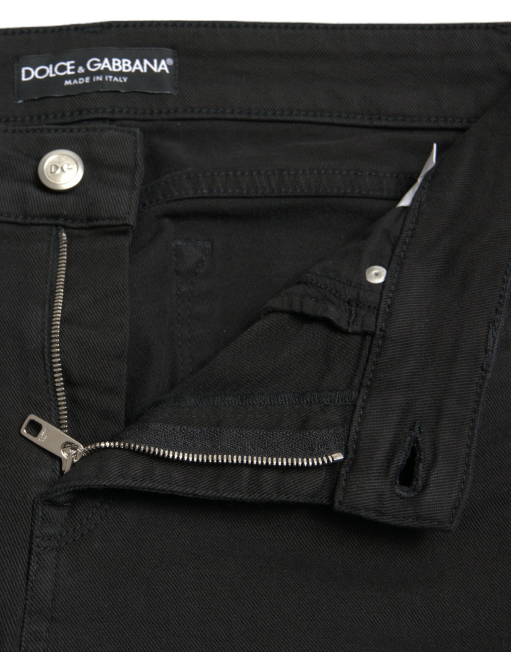 Svarta skinny jeans med medelhög midja i bomull