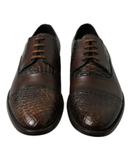 Dolce & Gabbana Brown Exotic Leather Lace Up Oxford Dress Shoes