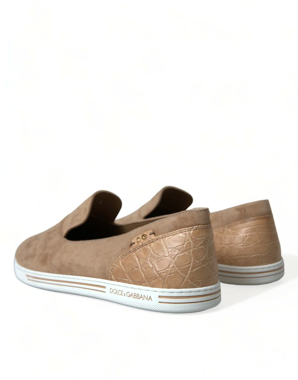 Beige mocka Caiman herrloafers tofflor skor