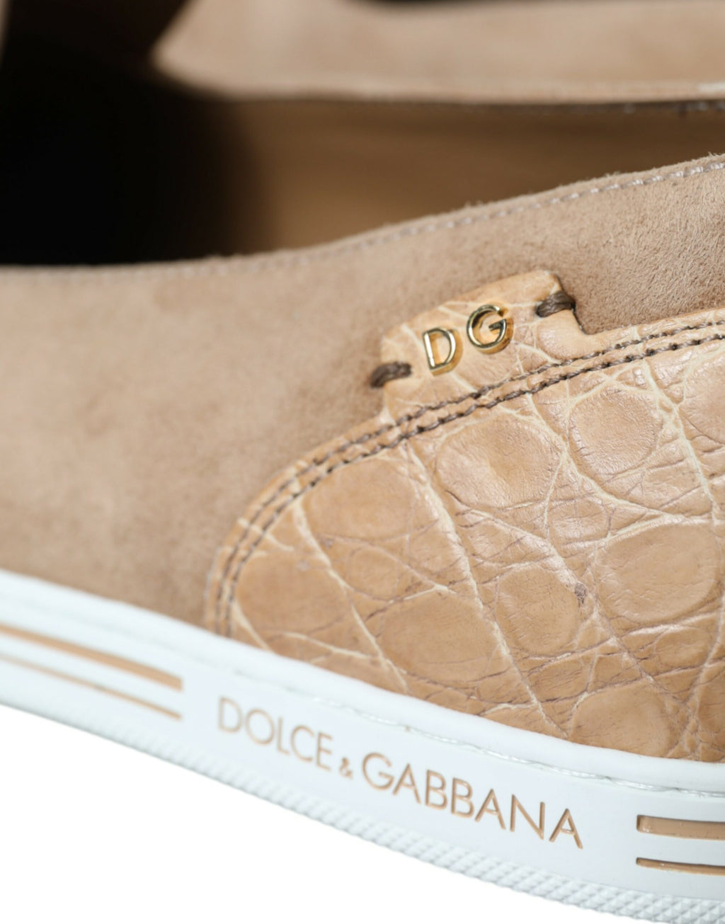 Beige mocka Caiman herrloafers tofflor skor