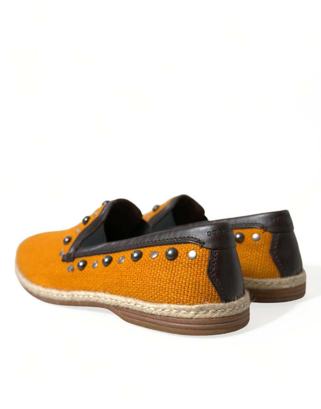 Orangea Loafers i Linneläder med Nitar
