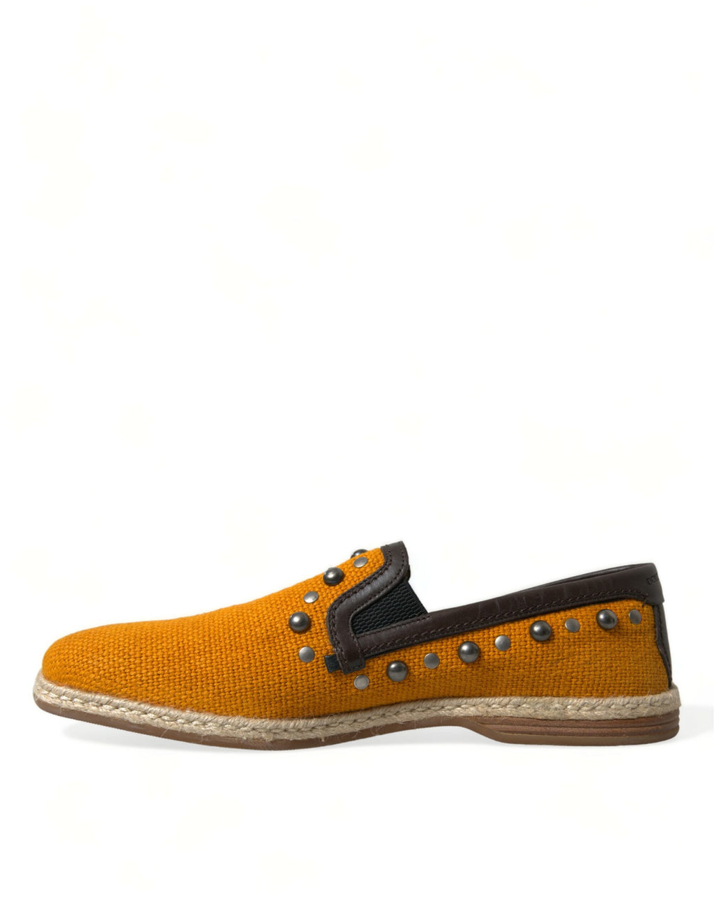 Orangea Loafers i Linneläder med Nitar