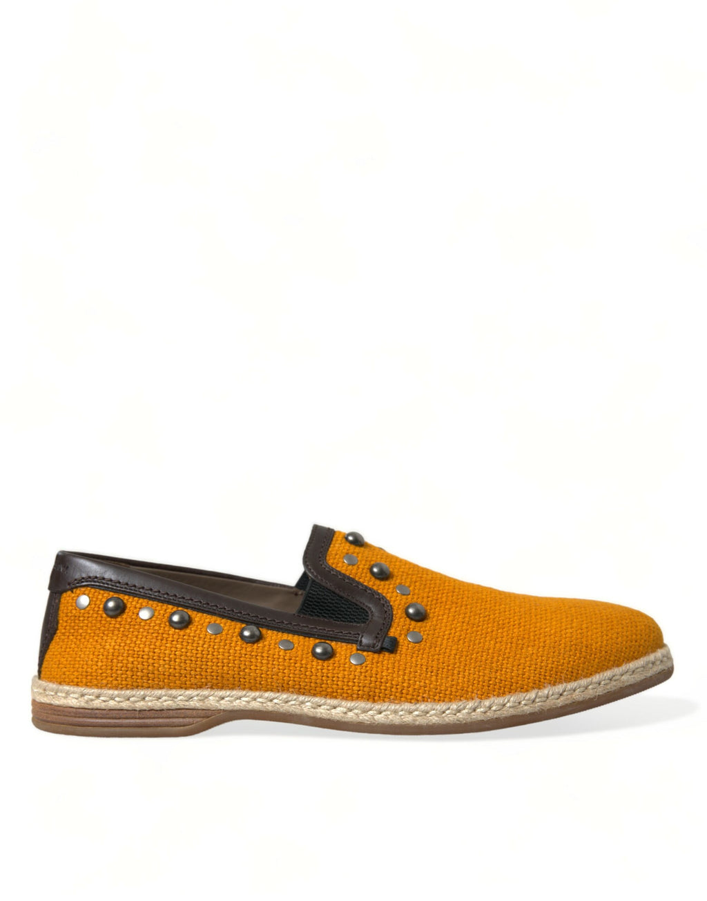 Orangea Loafers i Linneläder med Nitar