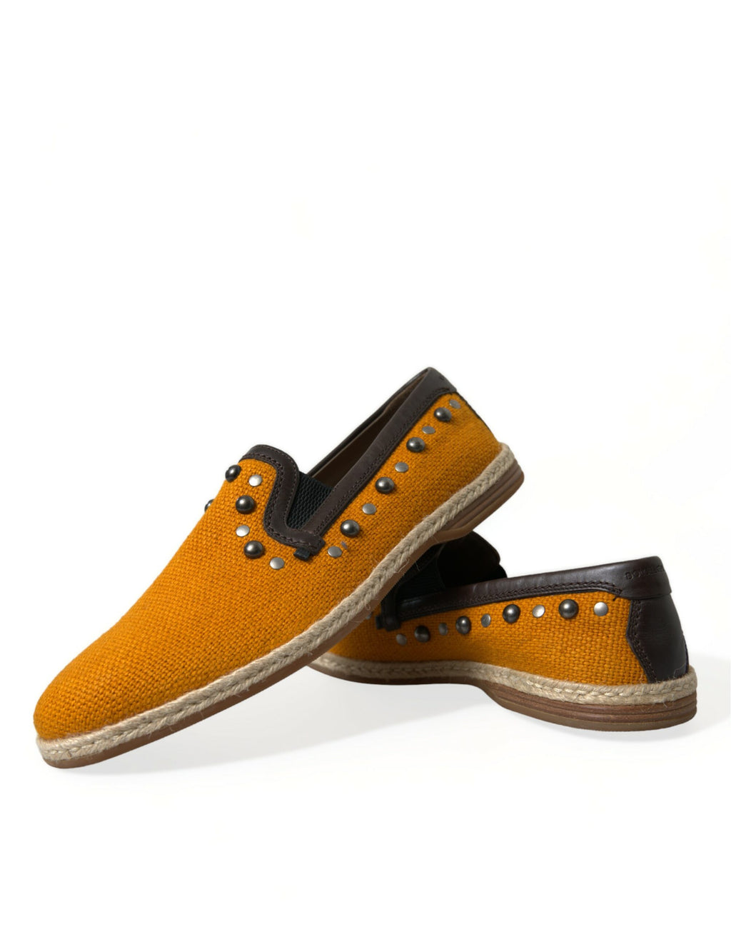 Orangea Loafers i Linneläder med Nitar