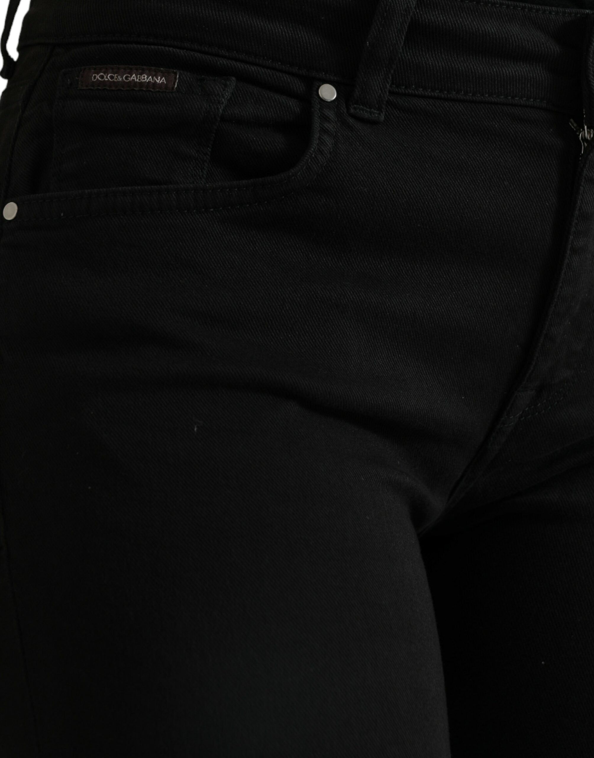 Svarta skinny jeans med medelhög midja i bomull