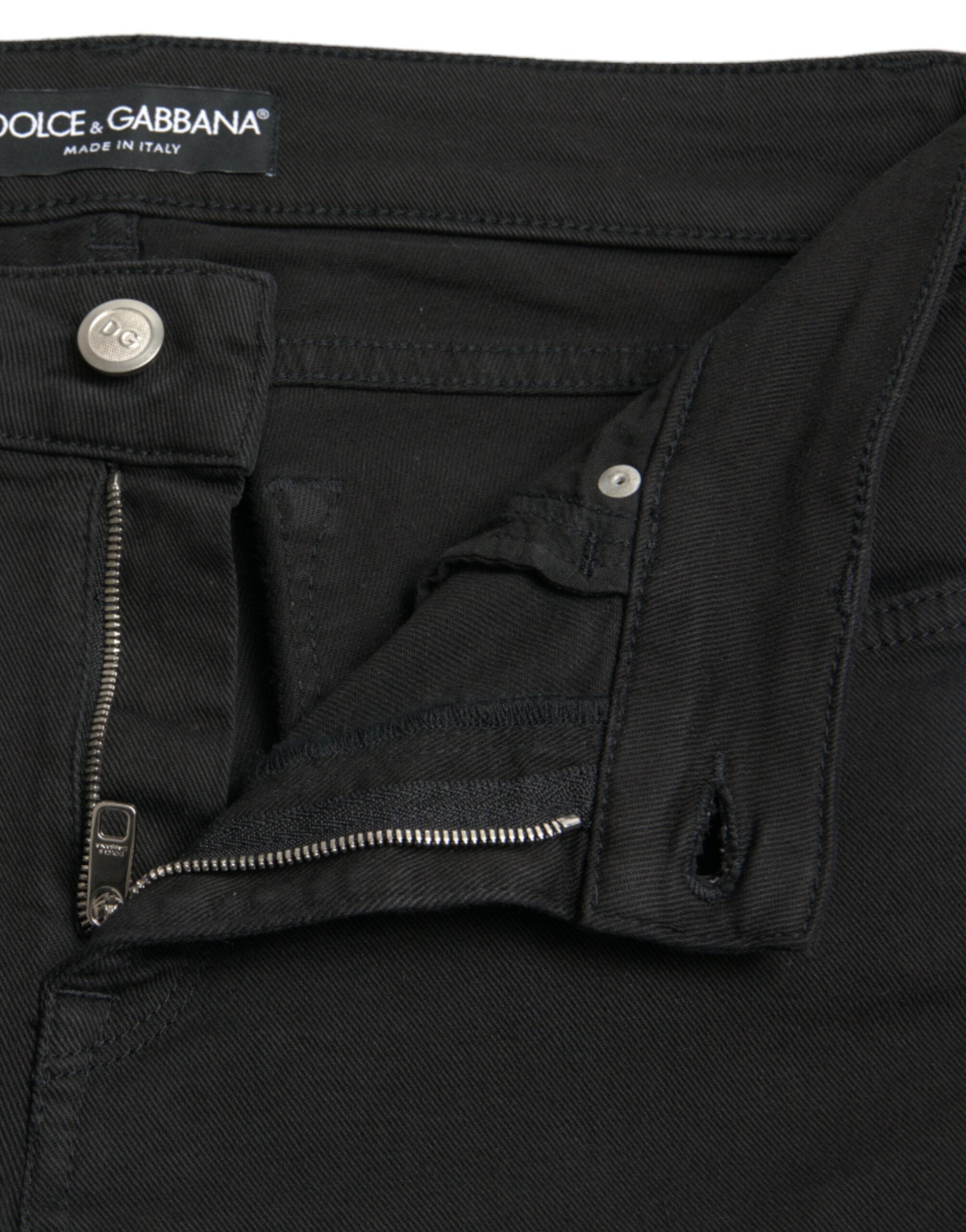 Svarta skinny jeans med medelhög midja i bomull