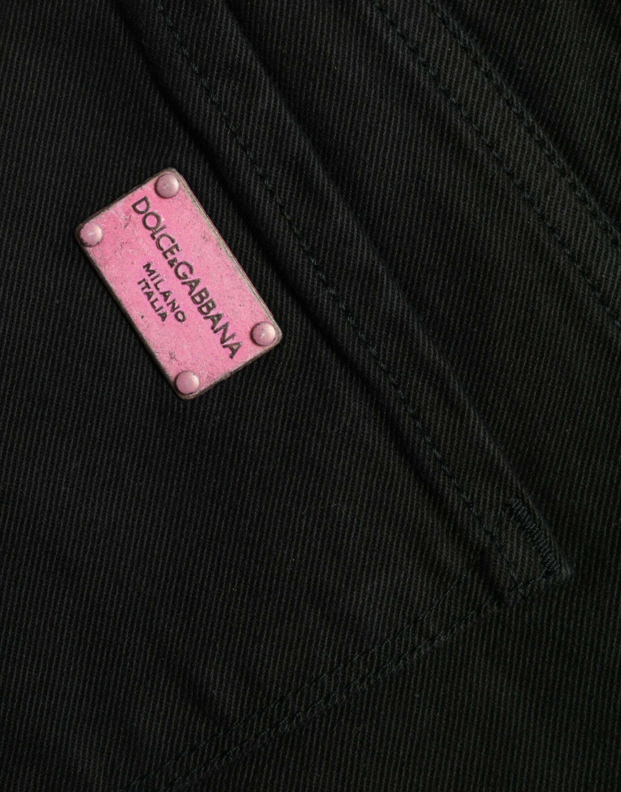 Svarta skinny jeans med medelhög midja i bomull