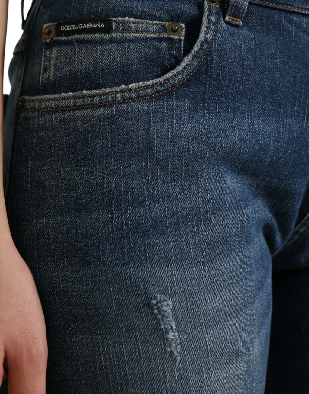 Blå BOYFRIEND-jeans med medelhög midja i bomull
