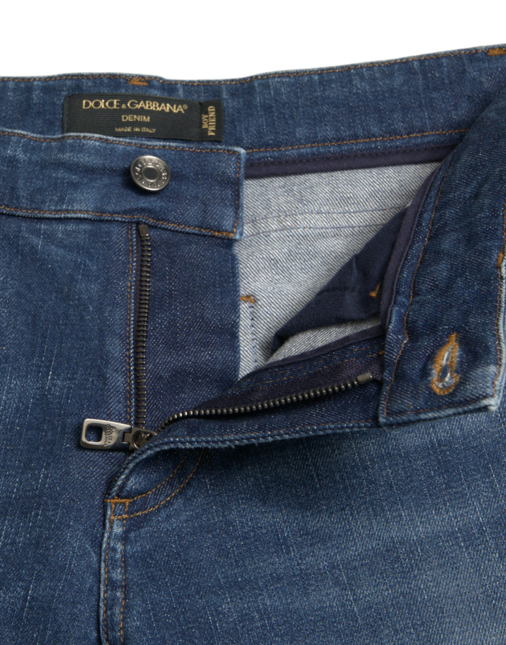 Blå BOYFRIEND-jeans med medelhög midja i bomull