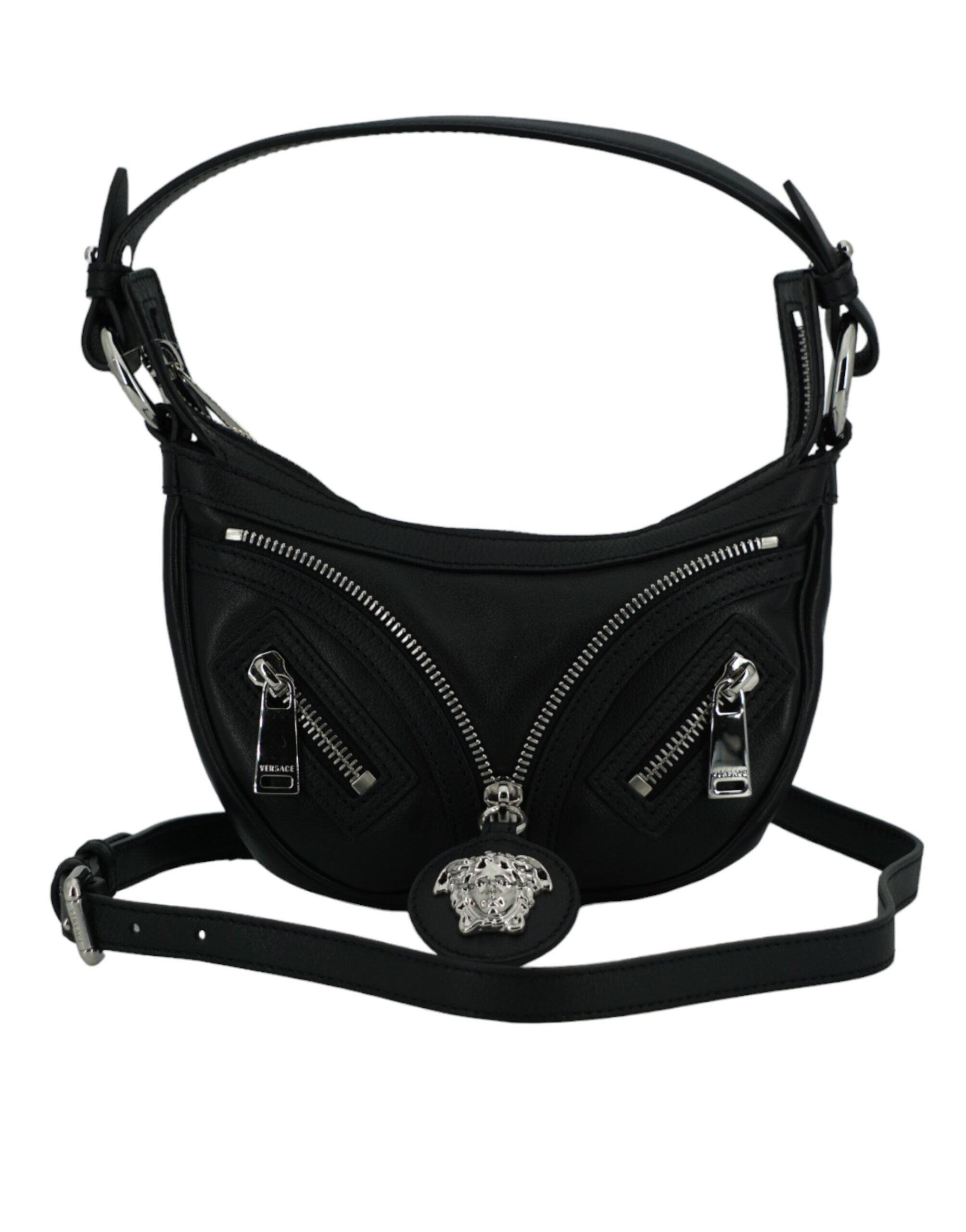 Elegant svart mini-hobo-axelväska