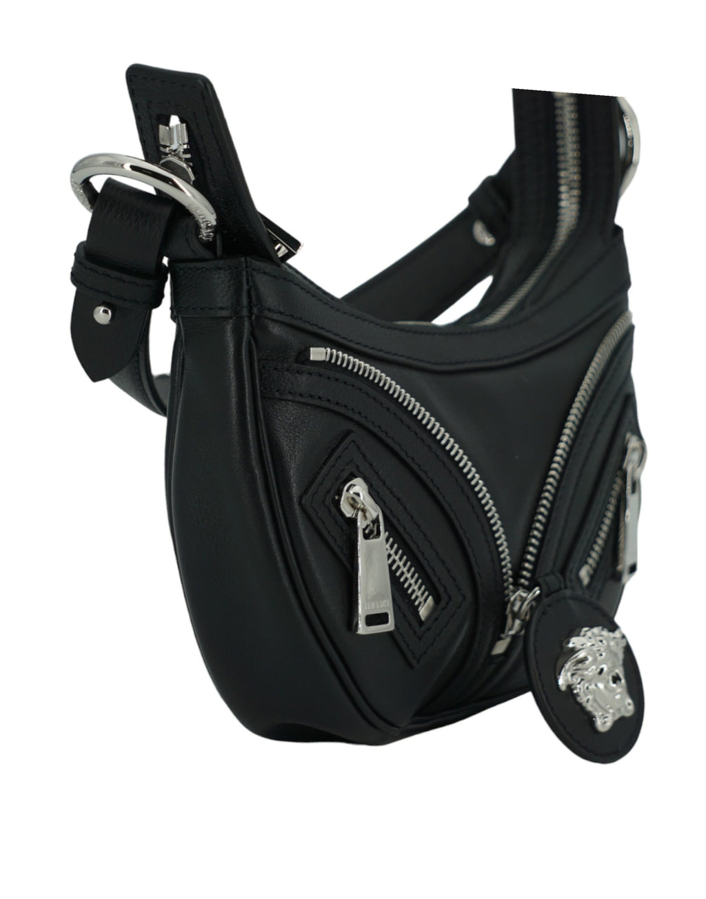 Elegant svart mini-hobo-axelväska