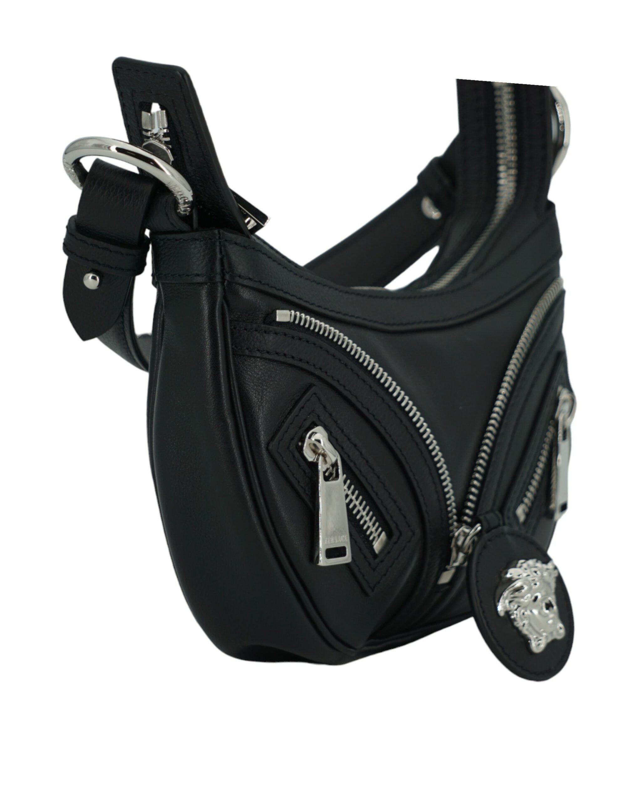 Elegant svart mini-hobo-axelväska