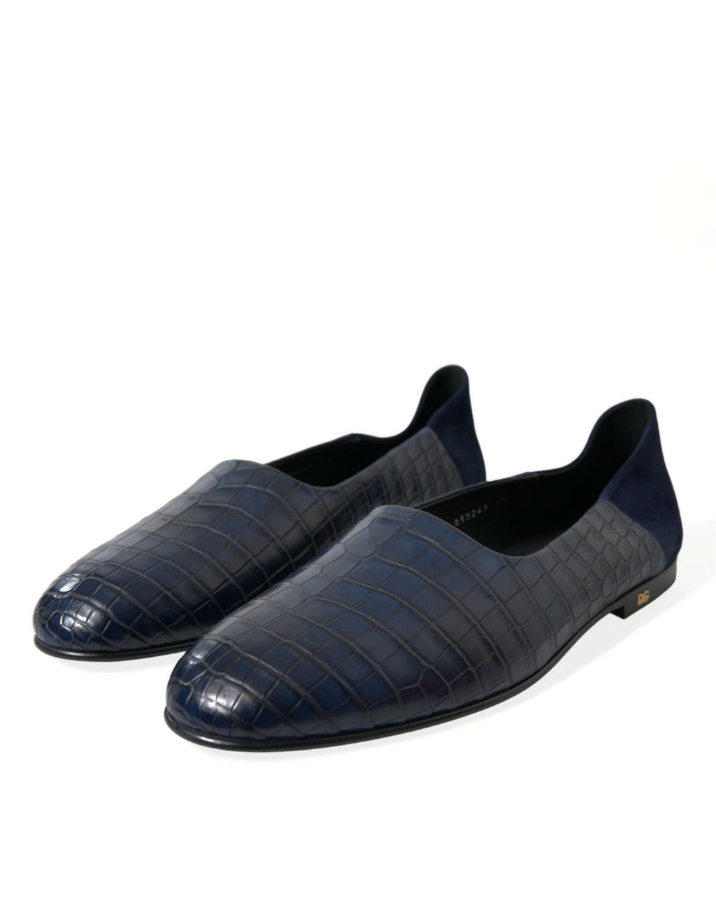 Blå krokodilskinnsloafers i slip-on-modell