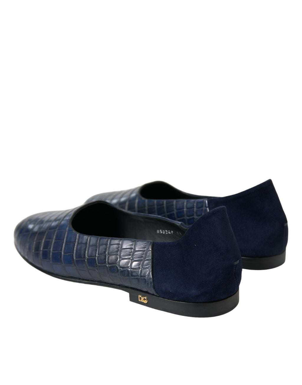 Blå krokodilskinnsloafers i slip-on-modell
