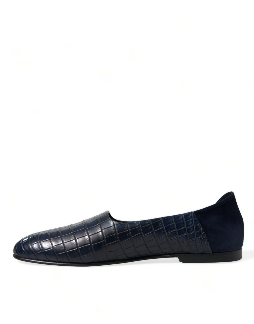 Blå krokodilskinnsloafers i slip-on-modell