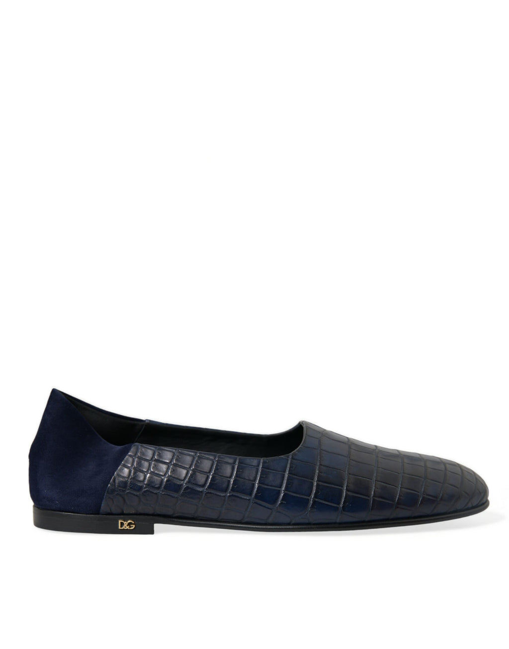 Blå krokodilskinnsloafers i slip-on-modell
