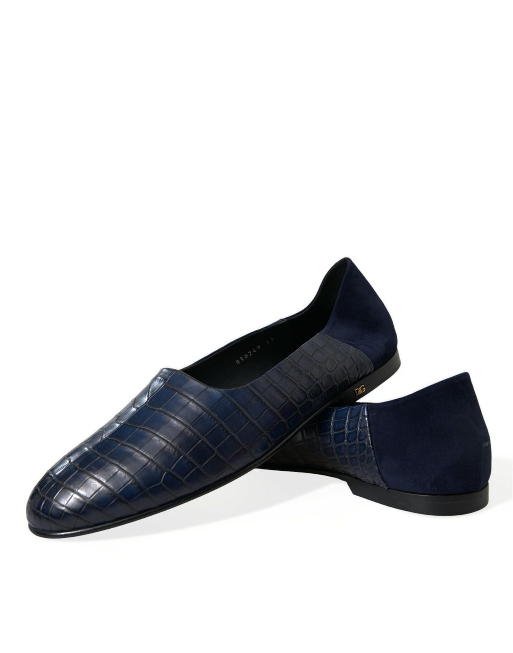 Blå krokodilskinnsloafers i slip-on-modell