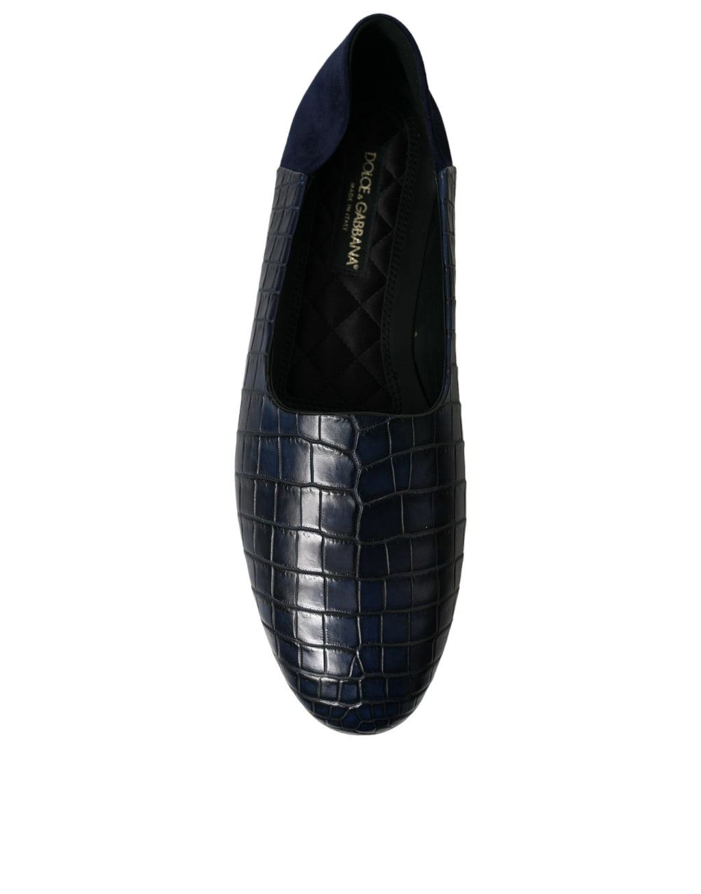 Blå krokodilskinnsloafers i slip-on-modell