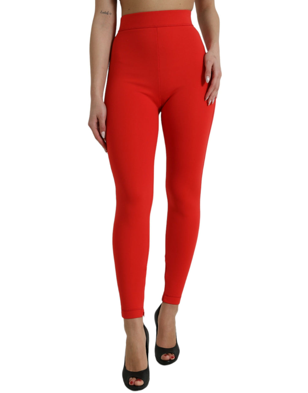 Röda stretchiga smala leggings i nylon