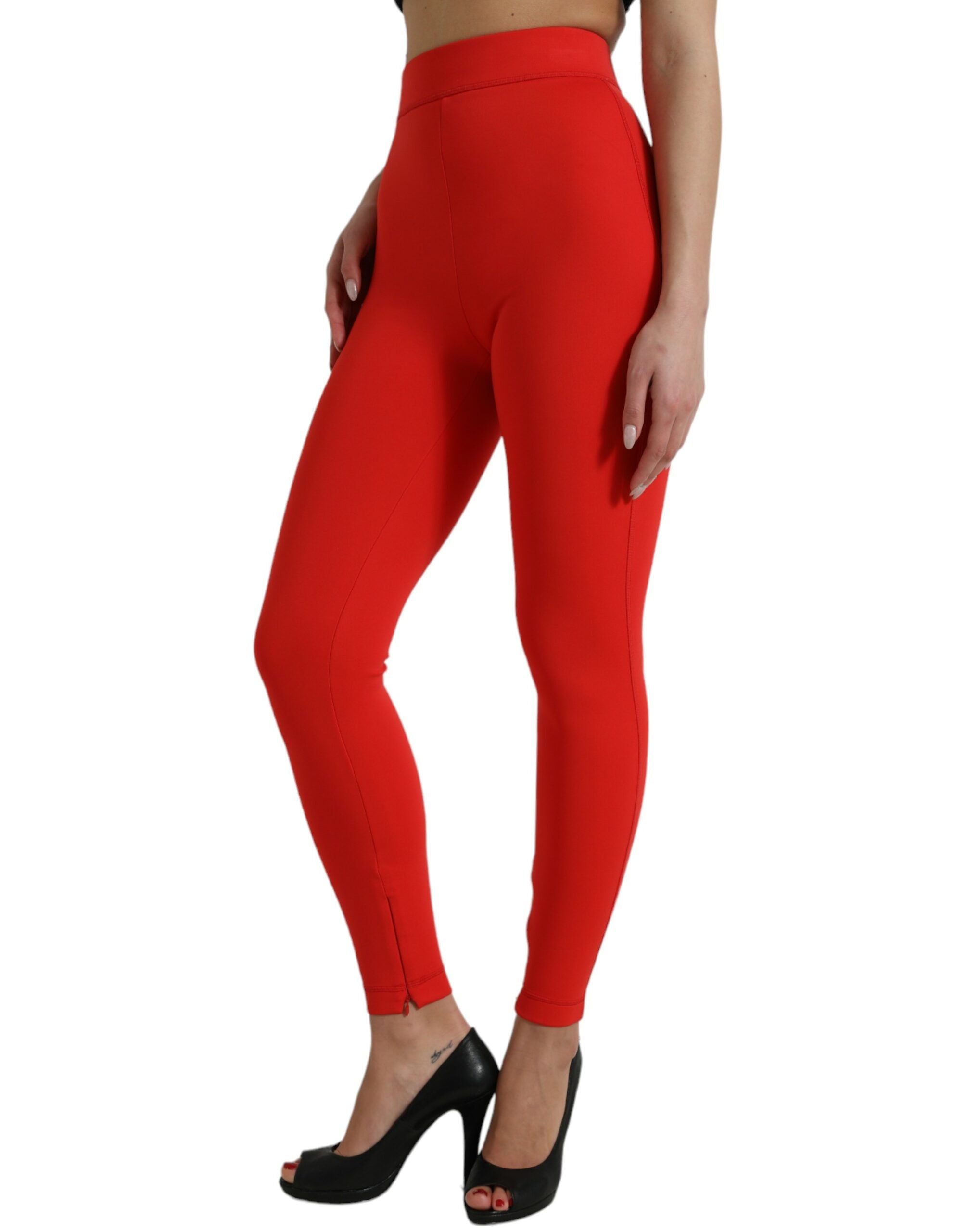 Röda stretchiga smala leggings i nylon
