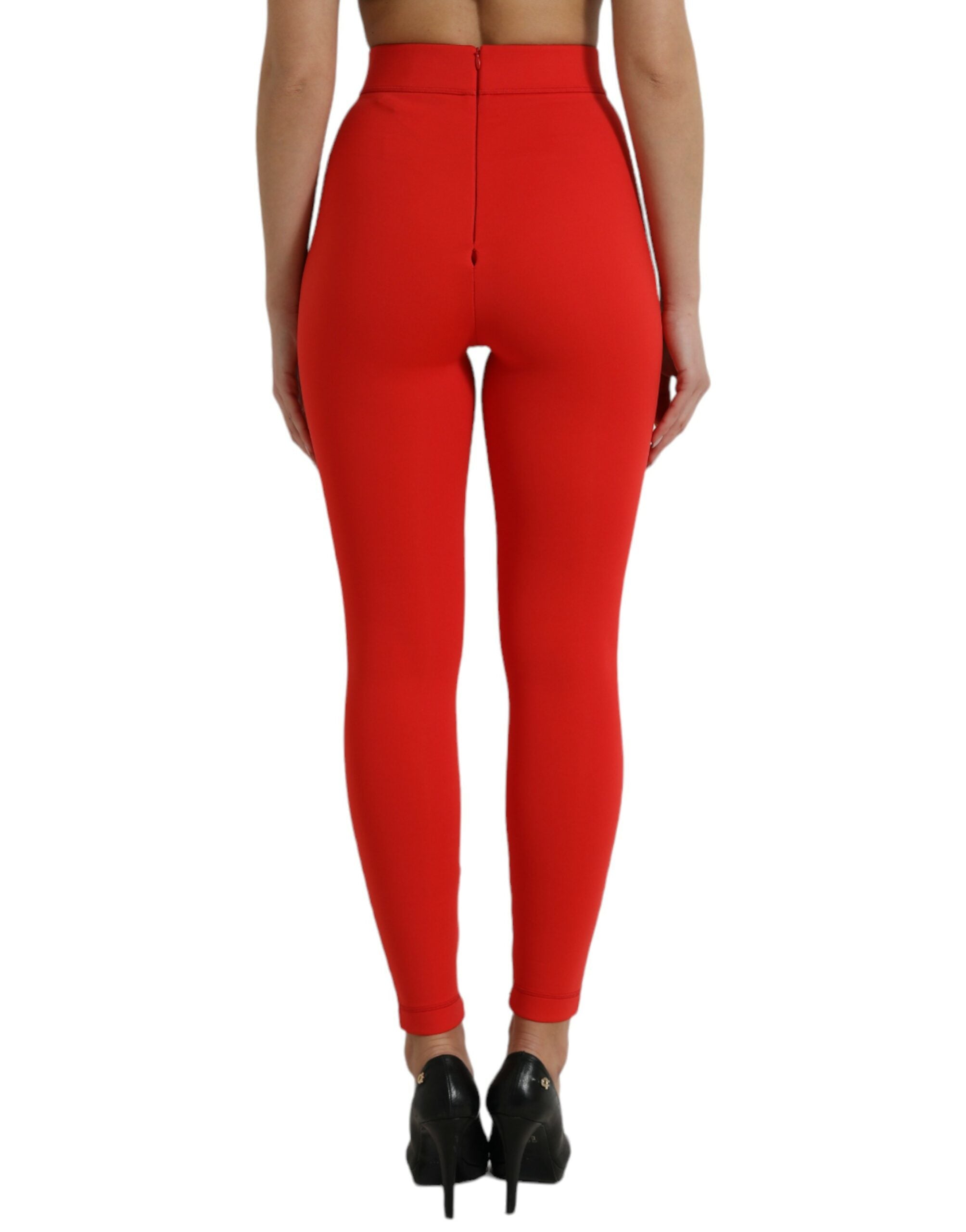 Röda stretchiga smala leggings i nylon