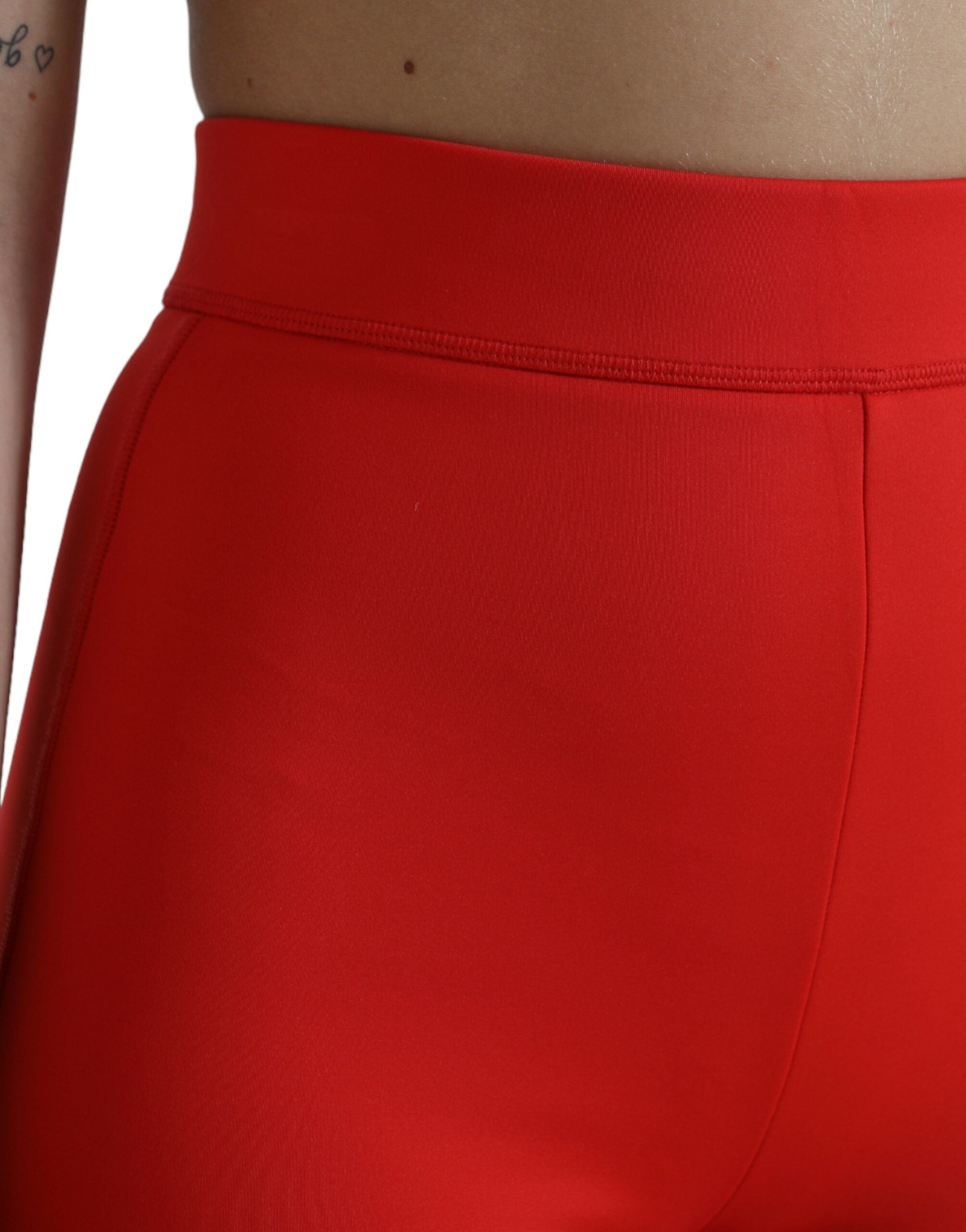 Röda stretchiga smala leggings i nylon