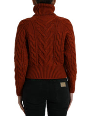 Dolce & Gabbana Brown Wool Knit Turtleneck Pullover Sweater