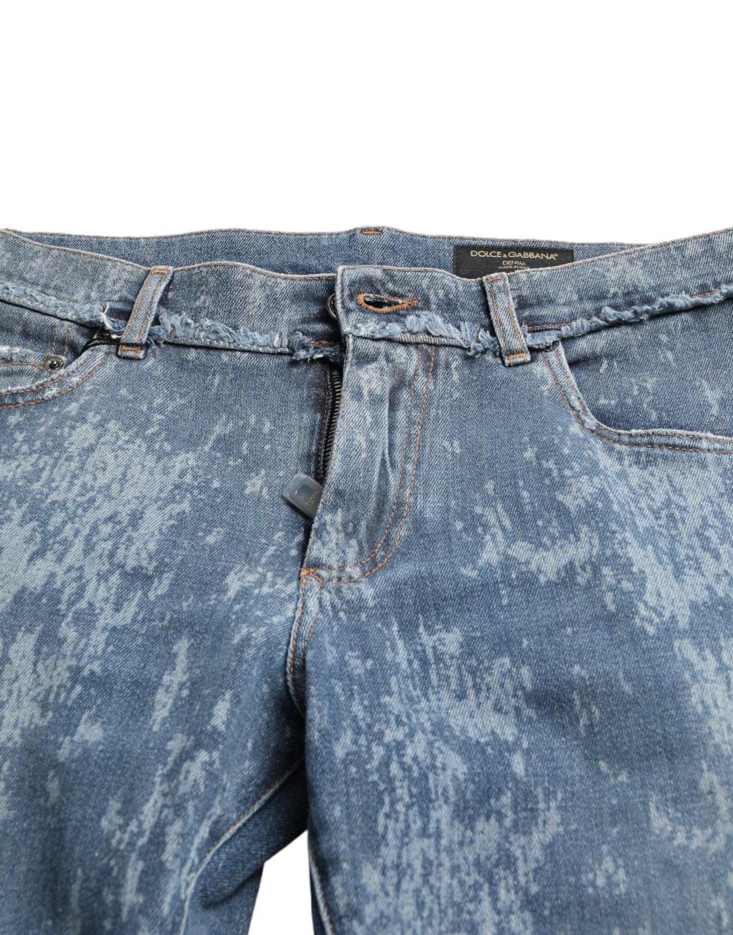 Dolce &amp; Gabbana Blå Tvättade Skinny Bomullsstretchjeans