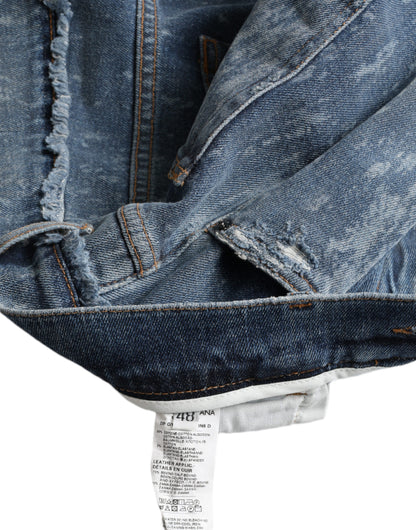 Dolce &amp; Gabbana Blå Tvättade Skinny Bomullsstretchjeans