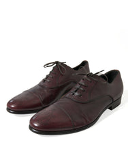 Dolce & Gabbana Bordeaux Leather Men Formal Derby Dress Shoes