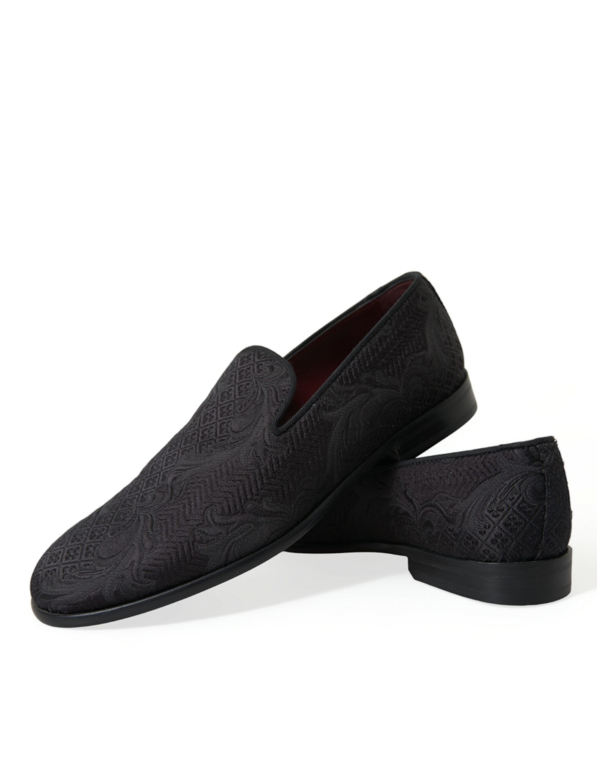 Svarte brokade herre slip-on loafers pensko