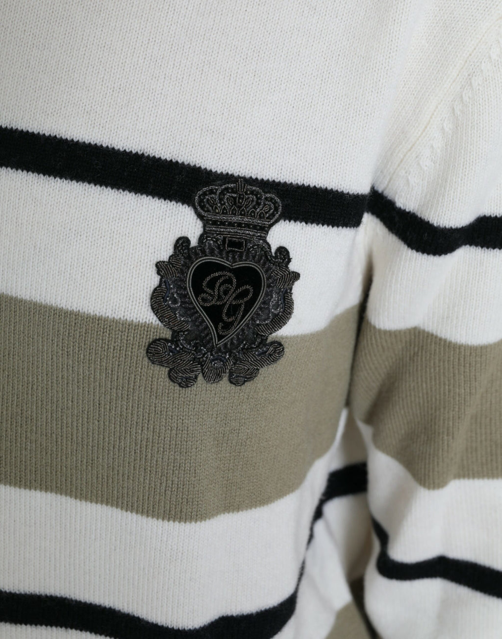 Flerfärgad randig ulltröja med logotyp