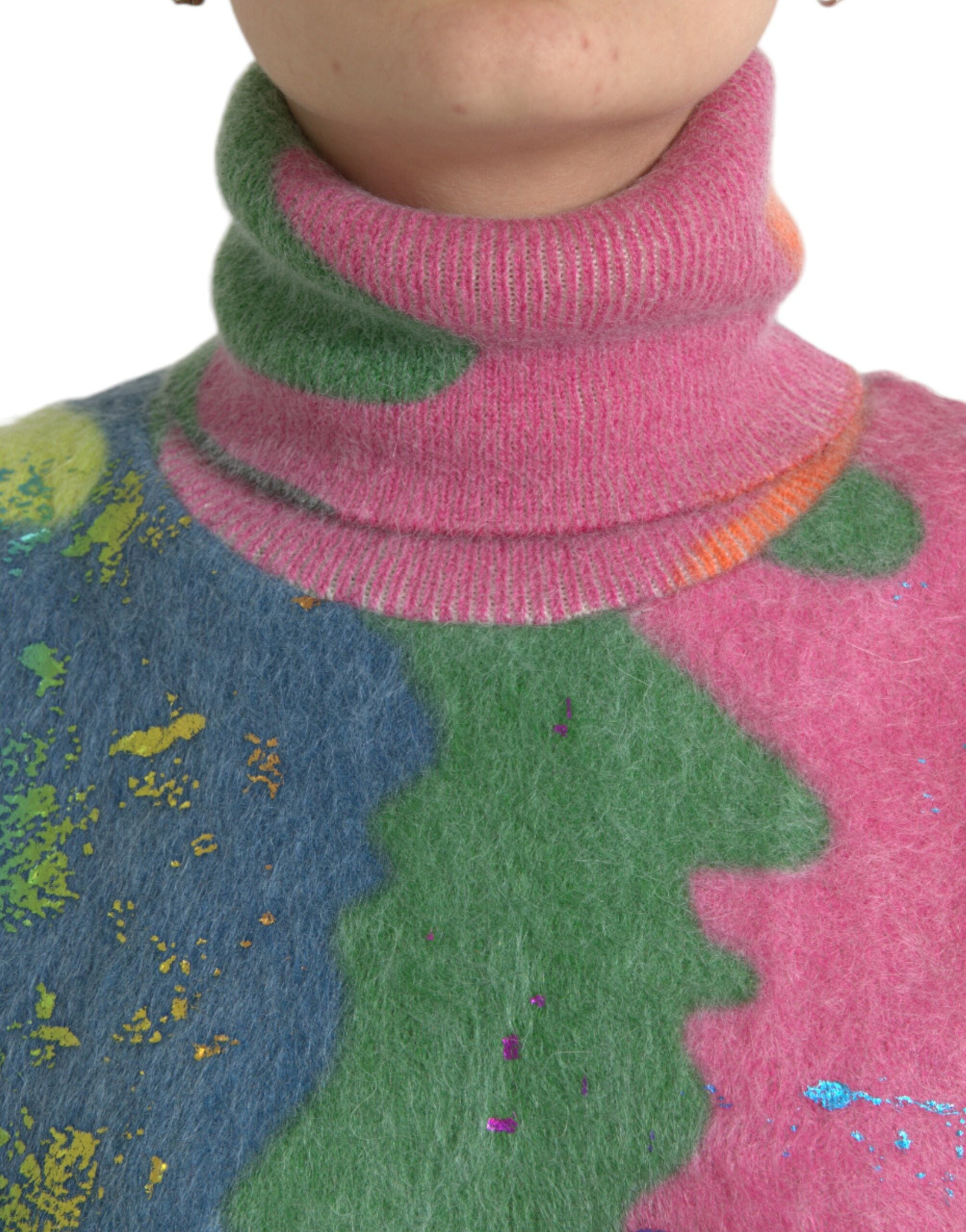 Flerfärgad mohair polotröja